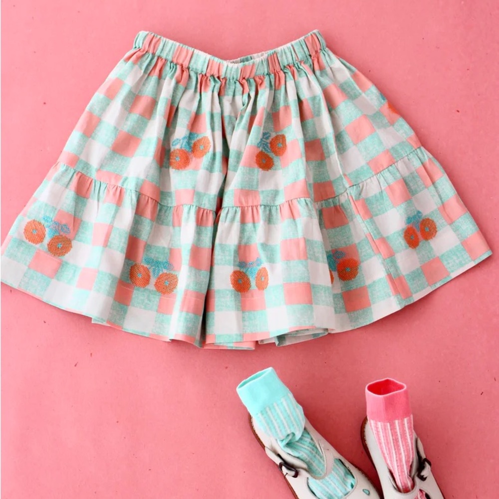 Bonjour Diary Checkerboard skirt Sz 6Y NWT